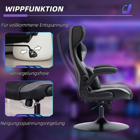Rootz Rocking Gaming Chair - Swivel Seat - Ergonomic Chair - Height Adjustable - 67cm x 71cm x 112cm - Ultimate Comfort
