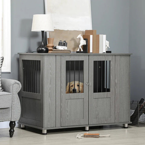 Rootz Dog Crate - 2 Doors - Including Lock - Medium And Large Dogs - Magnetic Door - Gray - 116 cm x 60 cm x 87 cm