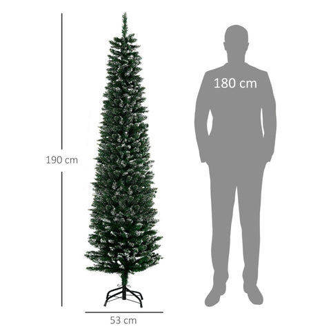 Rootz Slim Artificial Christmas Tree - Lifelike - Easy Assembly - Fireproof Safety - Ø53 x 190H cm