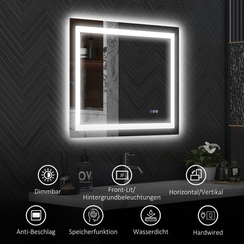 Rootz LED Bathroom Mirror - Wall Mounted Vanity Mirror - Makeup Mirror - Adjustable Lighting - Anti-Fog Technology - 80cm x 60cm x 4cm