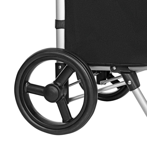 Rootz Shopping Trolley with Wheels - Shopping Cart - Grocery Trolley - Stylish Black and White - Easy Assembly - 47 x 33 x 97 cm.