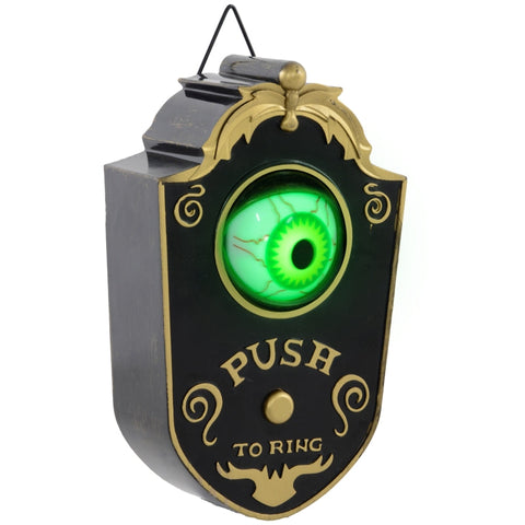 Rootz Halloween Decoration Zimbab Bell - Electric Doorbell - Glowing Eye - Spooky Atmosphere - 11cm x 5cm x 18cm