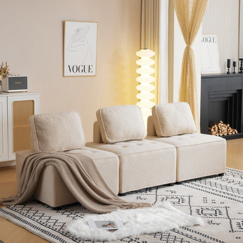 Rootz Modular Living Room Sofa - Sectional Couch - Comfy Seating - Breathable Teddy Velvet - 76cm x 73cm x 76cm