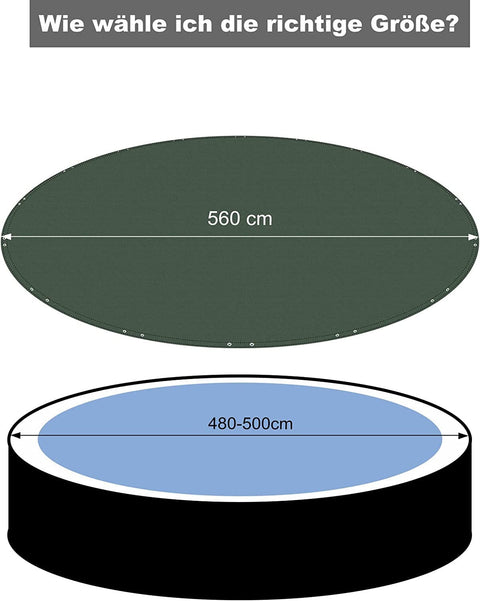 Rootz Premium Pool Cover - Swimming Pool Protector - Pool Tarp - Durable, UV & Algae Protection, Debris Defense - Multiple Sizes (305cm to 610cm Diameter)