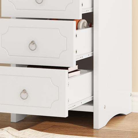 Rootz Mirror Cabinet Chest of Drawers - 6 Drawer Dresser - Bedroom Storage - Silent Gliders - 100×50×132 cm