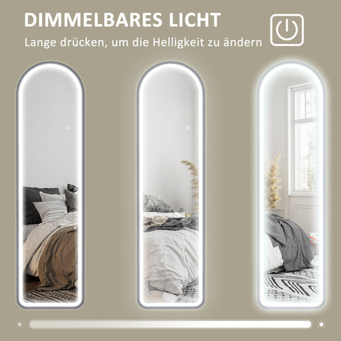 Rootz Full Length Mirror - Freestanding Mirror - Standing Mirror - Dimmable LED - 150cm x 40cm - Modern & Elegant Design for Living Room