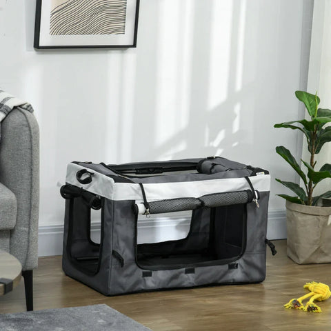 Rootz Hondenbuggy - Huisdierbuggy - Hondenkar - Opvouwbaar - Afneembare mand - Oxfordstof - Staal - Zwart - Grijs - Wit - 81 X 58 X 97,5 Cm