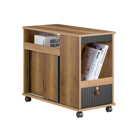 Rootz Mobile File Cabinet - Filing Cabinet - Storage Unit - Sliding Doors - Easy Organization - 35x61x75cm