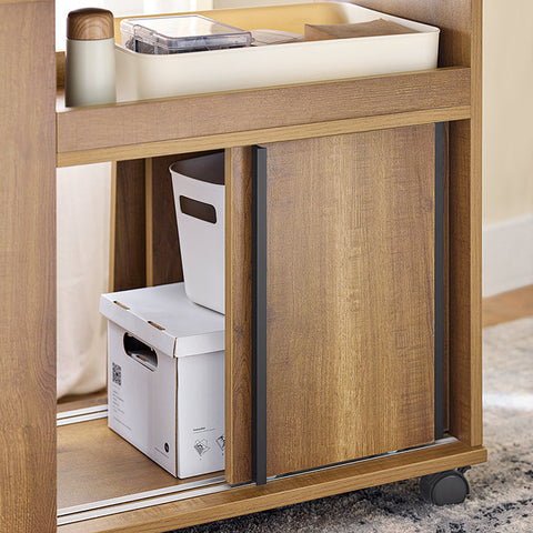 Rootz Mobile File Cabinet - Filing Cabinet - Storage Unit - Sliding Doors - Easy Organization - 35x61x75cm
