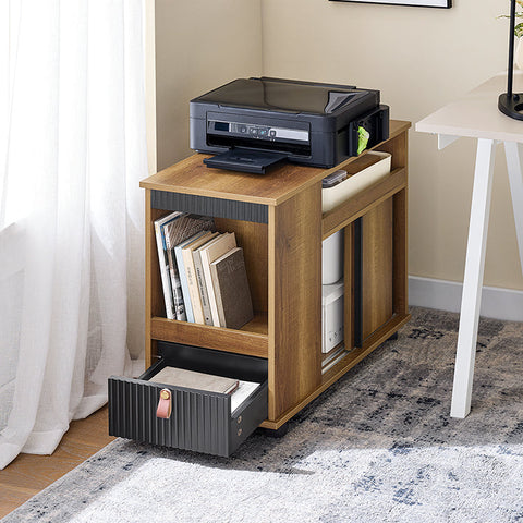 Rootz Mobile File Cabinet - Filing Cabinet - Storage Unit - Sliding Doors - Easy Organization - 35x61x75cm