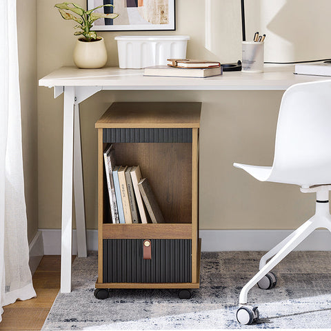 Rootz Mobile File Cabinet - Filing Cabinet - Storage Unit - Sliding Doors - Easy Organization - 35x61x75cm