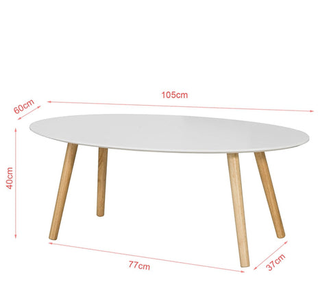 Rootz Scandinavian Coffee Table - Retro Side Table - Elliptical Living Room Table - Stylish Storage Solution - 105x40x60cm