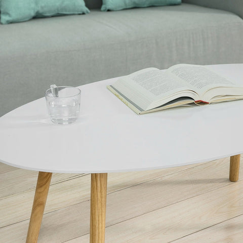 Rootz Scandinavian Coffee Table - Retro Side Table - Elliptical Living Room Table - Stylish Storage Solution - 105x40x60cm