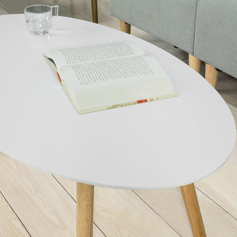 Rootz Scandinavian Coffee Table - Retro Side Table - Elliptical Living Room Table - Stylish Storage Solution - 105x40x60cm