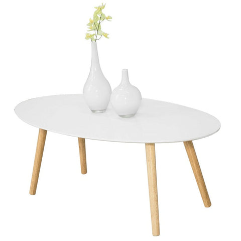 Rootz Scandinavian Coffee Table - Retro Side Table - Elliptical Living Room Table - Stylish Storage Solution - 105x40x60cm