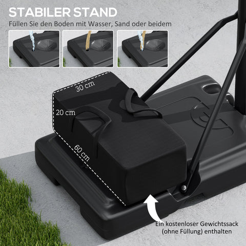 Rootz Basketball Stand - Hoop System - Adjustable Heights - Spring-Loaded Basket - 2.35-3.05m Basket Height - 110x75cm Back Panel - Mobile Design
