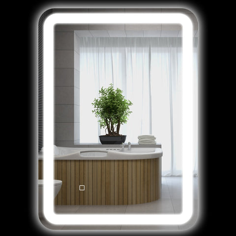 Rootz Bathroom Mirror - LED Vanity Mirror - Touch Switch - Adjustable Lighting - Anti-Fog - Memory Function - Wall Mounted - 50cm x 4cm x 70cm