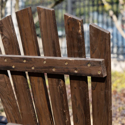 Rootz Garden Bench with Armrests - Bench - Garden Furniture - Rustic Bench - Solid Wood - Dark Brown - 108 x 66 x 95 cm