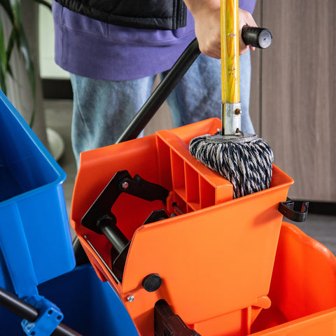 Rootz Professional Cleaning Trolley - Janitorial Cart - Cleaning Cart - Easy Floor Cleaning - 78cm x 45cm x 95cm