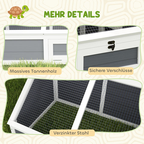 Rootz Turtle Box Outdoor Enclosure - Turtle House - Reptile Habitat - Easy Access - 120x55x20/50cm