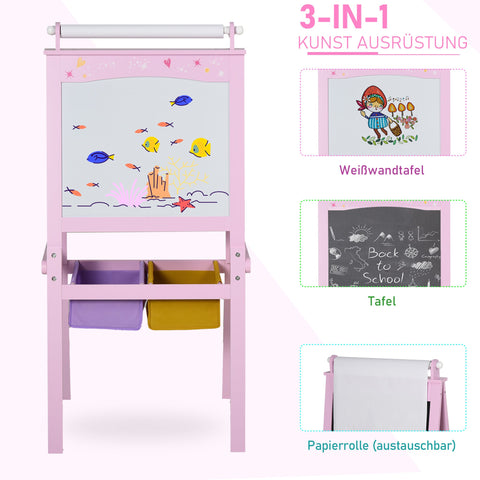 Rootz Children's Board Easel - Kids Art Easel - Double-Sided Easel - Enhances Creativity - 58.5cm x 50.5cm x 118cm