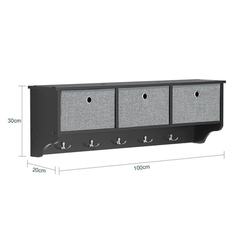 Rootz Wandkapstok met opbergruimte - Sleutelorganizer - Halplank - FSC-gecertificeerd - 100x30x20 cm - Milieuvriendelijke honingraatverpakking