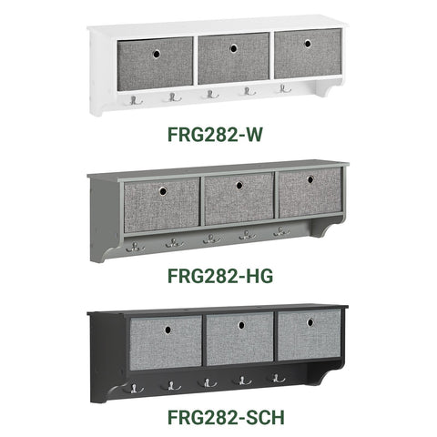 Rootz Wandkapstok met opbergruimte - Sleutelorganizer - Halplank - FSC-gecertificeerd - 100x30x20 cm - Milieuvriendelijke honingraatverpakking