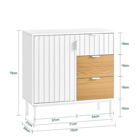 Rootz Multi-Compartment Sideboard - Closet - Storage Cabinet - Stability - 75x76x35cm