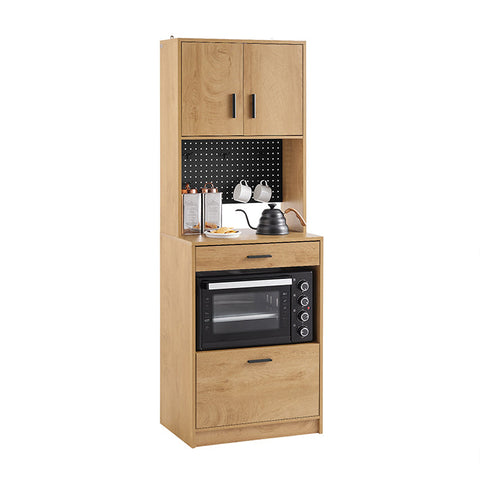 Rootz Retro Kitchen Cabinet - Modern Storage Cabinets - Pegboard Shelves - Optimal Storage Space - 60x170x40cm