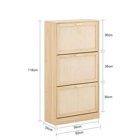 Rootz Shoe Cabinet - Bamboo Shoe Rack - Shoe Storage - Tilt Lock - 60cm x 118cm x 24cm - Elegant Design - Mold Resistant