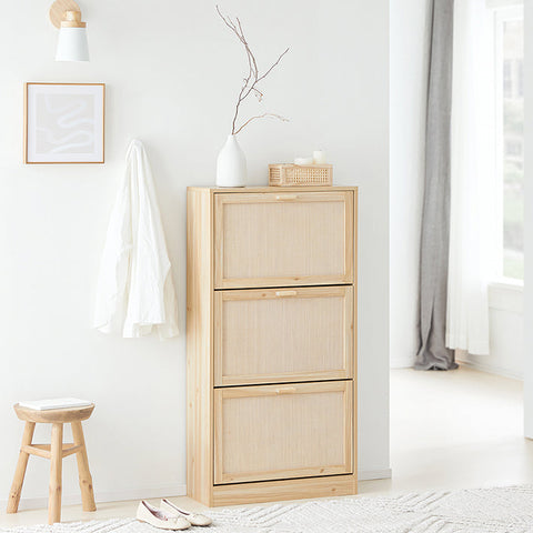 Rootz Shoe Cabinet - Bamboo Shoe Rack - Shoe Storage - Tilt Lock - 60cm x 118cm x 24cm - Elegant Design - Mold Resistant