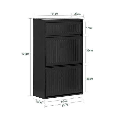 Rootz Shoe Tipper Cabinet - Shoe Rack - Shoe Storage Organizer - Versatile Storage - Easy Assembly - Durable MDF Material - 61cm x 101cm x 26cm