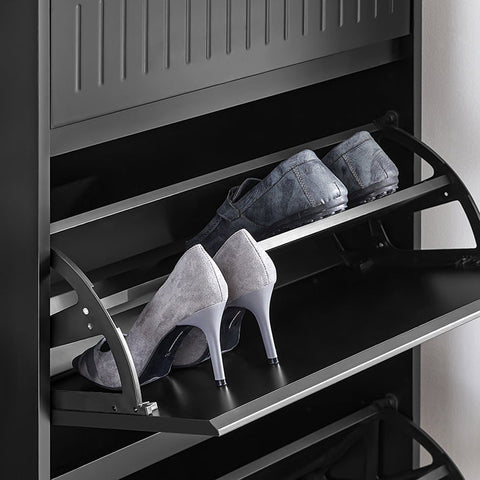 Rootz Shoe Tipper Cabinet - Shoe Rack - Shoe Storage Organizer - Versatile Storage - Easy Assembly - Durable MDF Material - 61cm x 101cm x 26cm
