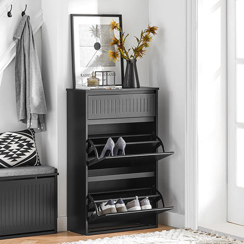 Rootz Shoe Tipper Cabinet - Shoe Rack - Shoe Storage Organizer - Versatile Storage - Easy Assembly - Durable MDF Material - 61cm x 101cm x 26cm