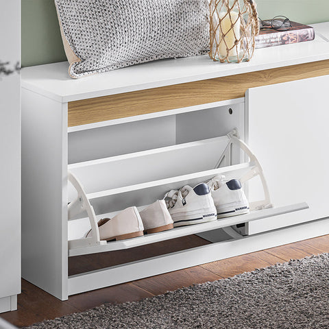 Rootz Shoe Bench Storage - Shoe Rack - Entryway Bench - MDF Material - 104cm x 47cm x 30cm - Organize Shoes/Accessories - Space-saving