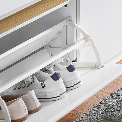 Rootz Shoe Bench Storage - Shoe Rack - Entryway Bench - MDF Material - 104cm x 47cm x 30cm - Organize Shoes/Accessories - Space-saving