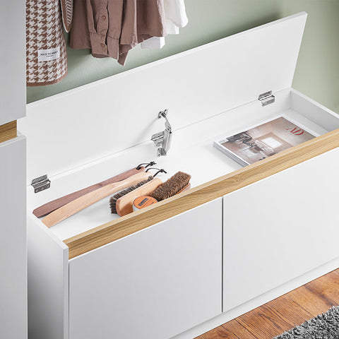 Rootz Shoe Bench Storage - Shoe Rack - Entryway Bench - MDF Material - 104cm x 47cm x 30cm - Organize Shoes/Accessories - Space-saving