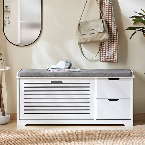 Rootz Shoe Storage Bench - Shoe Cabinet - Entryway Organizer - Space-Saving Design - 110x52x30cm - Comfort Seating with Cushion