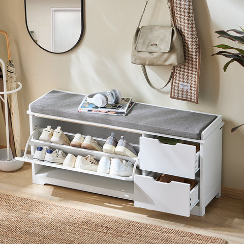 Rootz Shoe Storage Bench - Shoe Cabinet - Entryway Organizer - Space-Saving Design - 110x52x30cm - Comfort Seating with Cushion