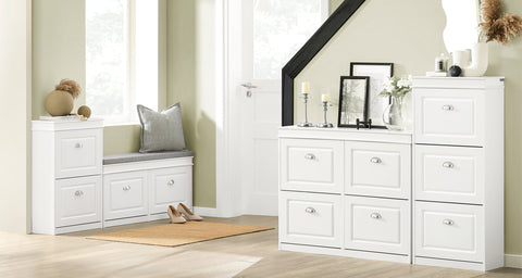 Rootz Shoe Cabinet Bench - Shoe Storage - Entryway Bench - FSC Certified - Space-Saving Design - Comfortable Seating - 104cm x 52cm x 24cm