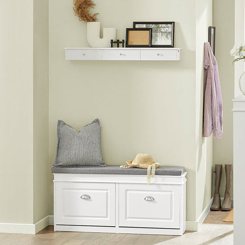 Rootz Shoe Cabinet Bench - Shoe Storage - Entryway Bench - FSC Certified - Space-Saving Design - Comfortable Seating - 104cm x 52cm x 24cm