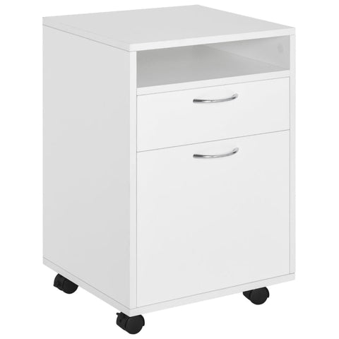 Rootz Rolling Storage Container - File Cabinet - Office Organizer - 1 Shelf - 1 Drawer - 1 Cupboard - Chipboard - 40cm x 35cm x 60cm