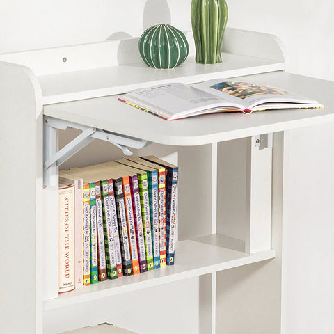 Rootz Foldable Desk - Computer Desk - Work Table - Multifunctional, Space-Saving, Secure Lock Design - White - 64cm x 82cm x 58cm