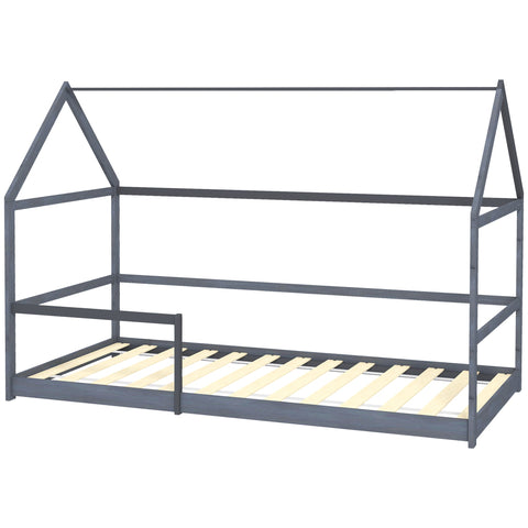 Rootz Children's Hut Bed - Kids Bed - Toddler Bed - Safety Railings - Pine Wood - 196L x 97.5W x 135H cm - Ideal for Ages 3-8