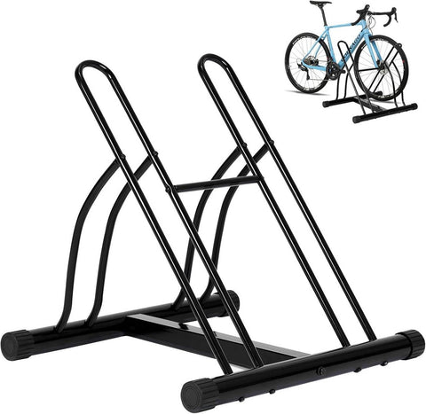 Rootz Bike Stand - Bicycle Parking Rack - 2 Bike Storage - Heavy Duty - 61cm x 57cm x 54cm - Indoor Outdoor - Iron - Easy Install
