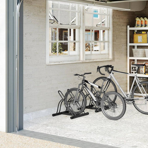 Rootz Bike Stand - Bicycle Parking Rack - 2 Bike Storage - Heavy Duty - 61cm x 57cm x 54cm - Indoor Outdoor - Iron - Easy Install