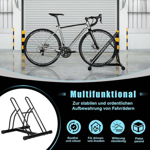 Rootz Bike Stand - Bicycle Parking Rack - 2 Bike Storage - Heavy Duty - 61cm x 57cm x 54cm - Indoor Outdoor - Iron - Easy Install