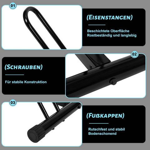Rootz Bike Stand - Bicycle Parking Rack - 2 Bike Storage - Heavy Duty - 61cm x 57cm x 54cm - Indoor Outdoor - Iron - Easy Install