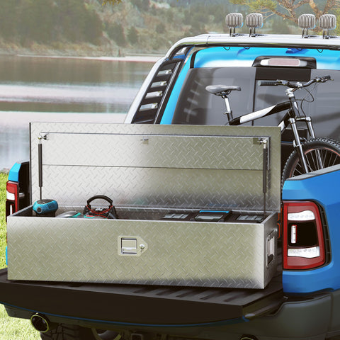 Rootz Sturdy Aluminum Storage Box - Tool Box - Lockable Storage - Weatherproof - 99cm x 33cm x 25.5cm