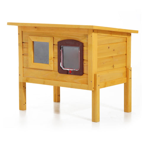 Rootz Cat House - Cat Cave - Pet Shelter - Weatherproof Fir Wood - Outdoor & Indoor Use - L70 x W51.5 x H60cm